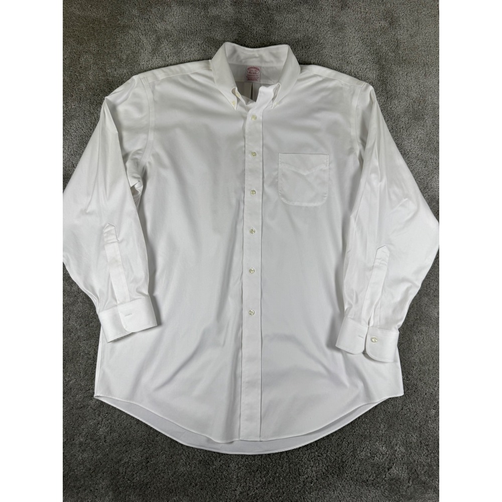 Brooks Brothers Madison Fit White Non-Iron Supima Cotton Shirt 16.5-34 1456